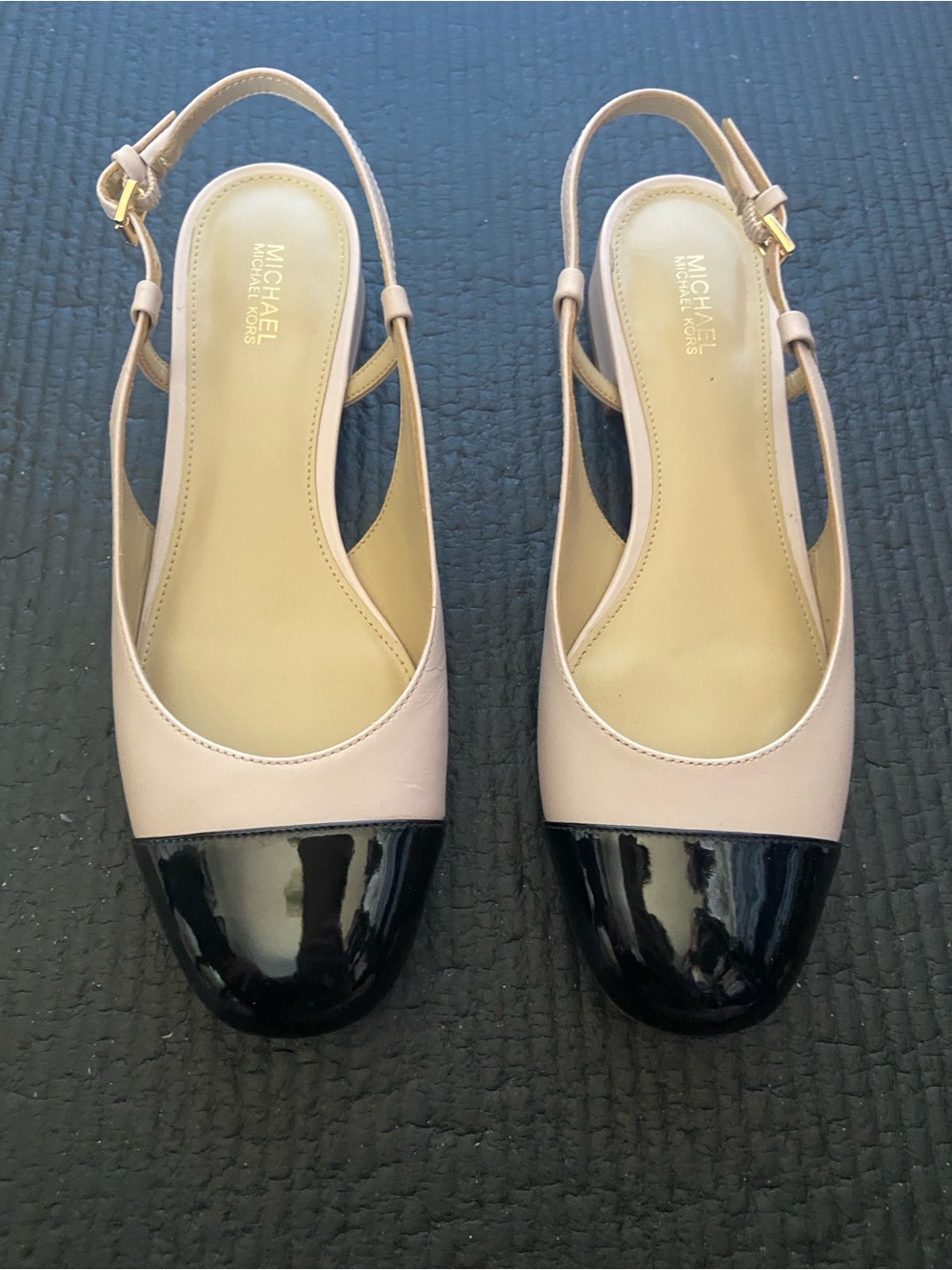 MICHAEL Michael Kors Blush and Black Two-Tone Slingback Mules